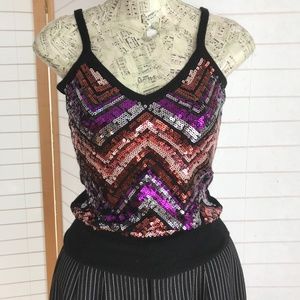 Tina Turk sequined camisole top black Merino wool